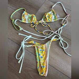 SHEIN Yellow Floral Bikini Set